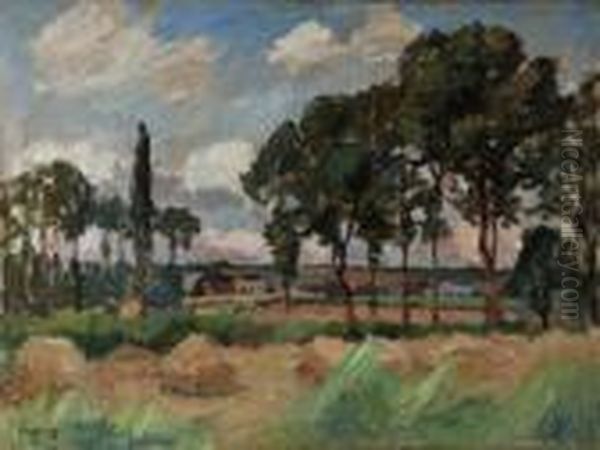 Vue De Vetheuil Oil Painting by Louis Alphonse Abel Lauvray