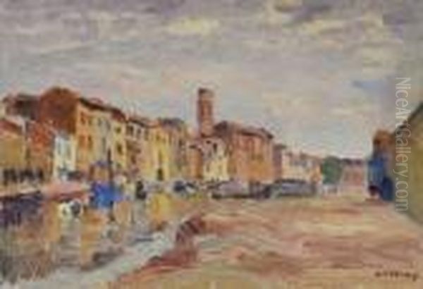 Martigues, Le Port Oil Painting by Louis Alphonse Abel Lauvray