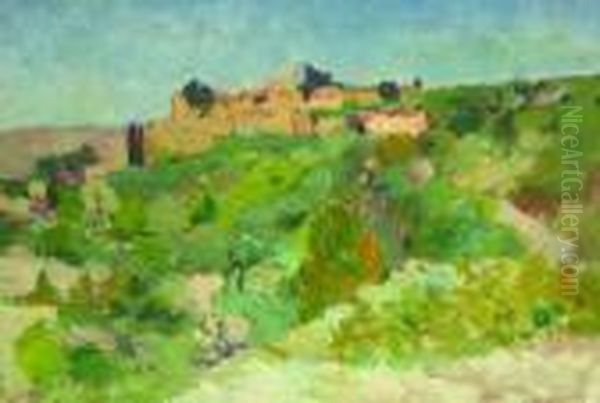 Village En Provence Oil Painting by Louis Alphonse Abel Lauvray