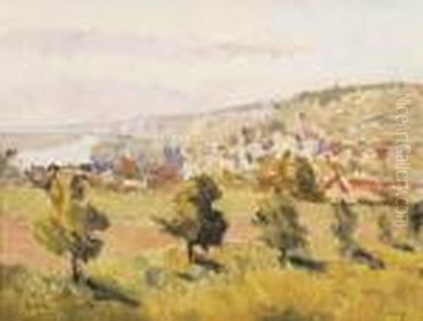 Vue De Vetheuil Oil Painting by Louis Alphonse Abel Lauvray