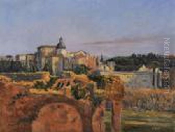 Vue De Rome Oil Painting by Louis Alphonse Abel Lauvray