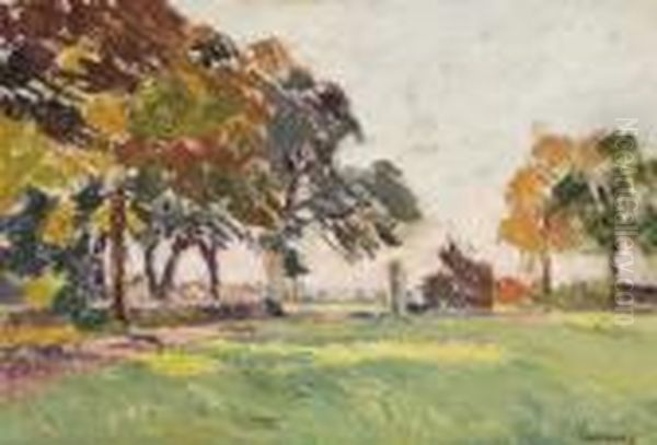 Paysage Aux Arbres Oil Painting by Louis Alphonse Abel Lauvray