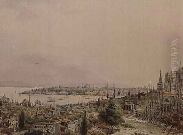 View of Constantinople from Pera Oil Painting by Amadeo Preziosi