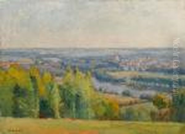 Vue Sur Le Mantois Oil Painting by Louis Alphonse Abel Lauvray