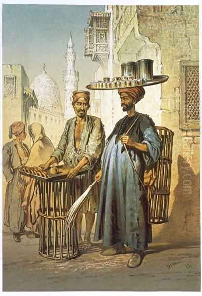 The Tea Seller, from Souvenir of Cairo, 1862 Oil Painting by Amadeo Preziosi