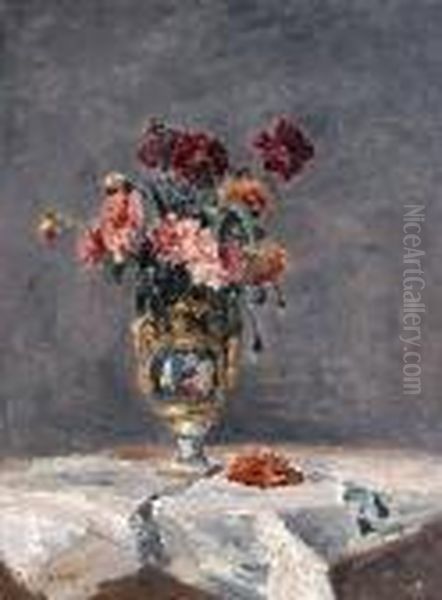  Bouquet De Fleurs  Oil Painting by Louis Alphonse Abel Lauvray