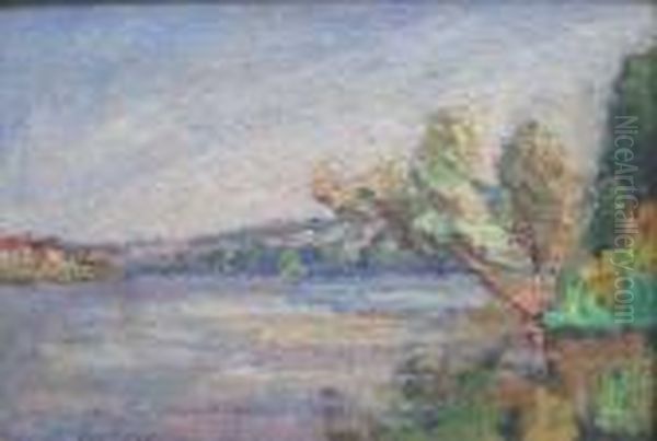  La Seine Entre Lavacourt Et Vetheuil  Oil Painting by Louis Alphonse Abel Lauvray