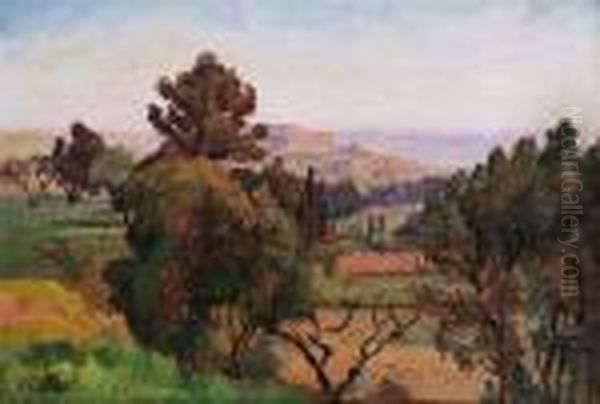 Vue De Villeneuve-les-avignon Oil Painting by Louis Alphonse Abel Lauvray