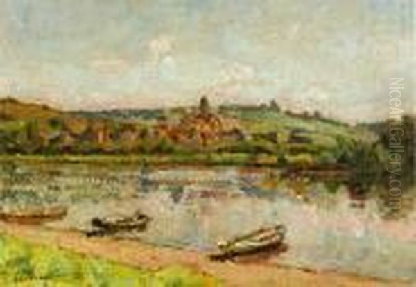 Barques A Vetheuil Cite Des Impressionnistes Oil Painting by Louis Alphonse Abel Lauvray