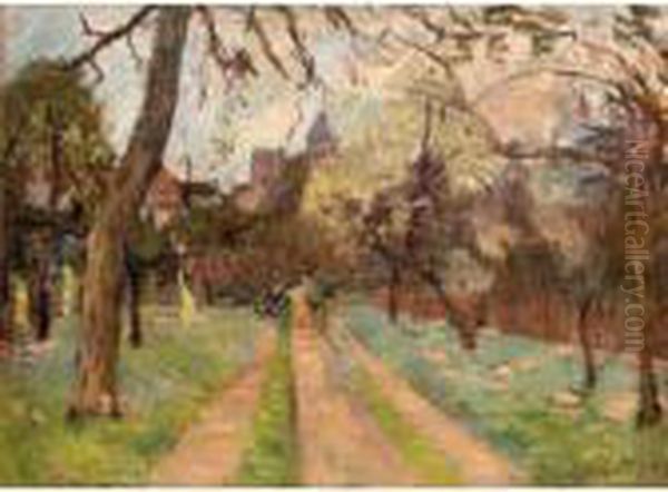 Le Jardin Du Peintre A Vethueil Oil Painting by Louis Alphonse Abel Lauvray