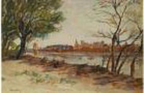 La Tour De Philippe Lebel A Avignon Vue De Villeneuve Oil Painting by Louis Alphonse Abel Lauvray