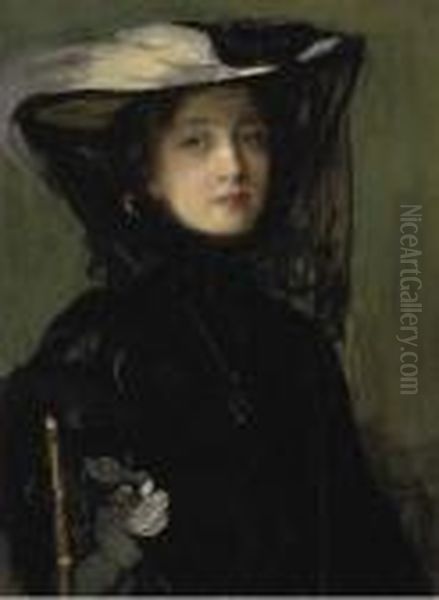 Mary In Black Oil Painting by John Lavery