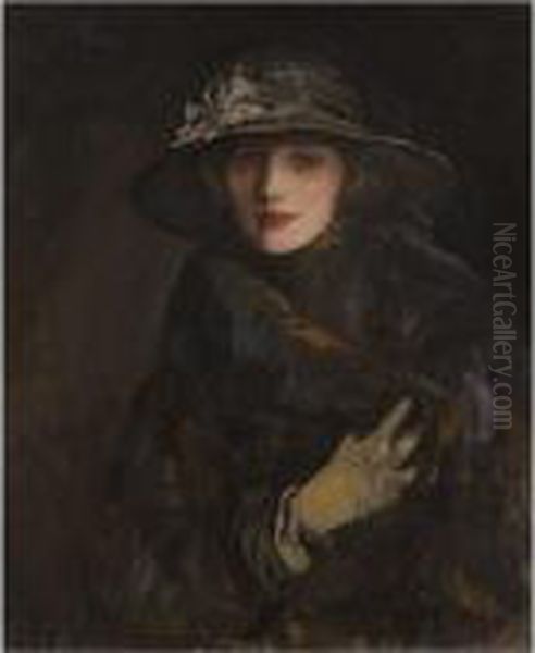 A Lady In Brown Oil Painting by John Lavery