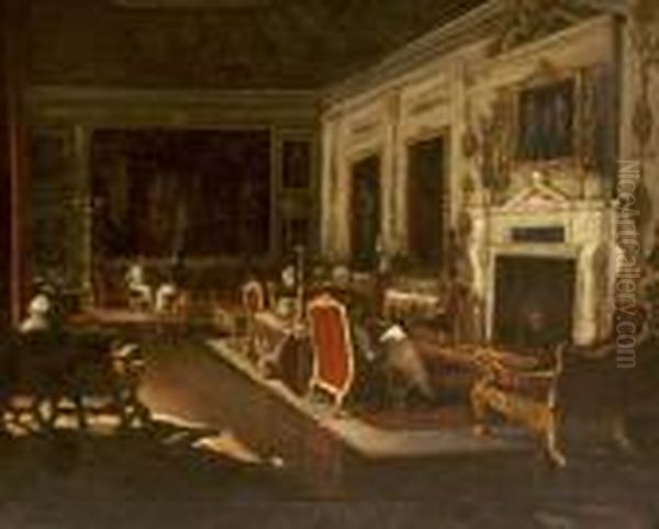 Interior Of Grand Salon With Figures Oil Painting by John Lavery