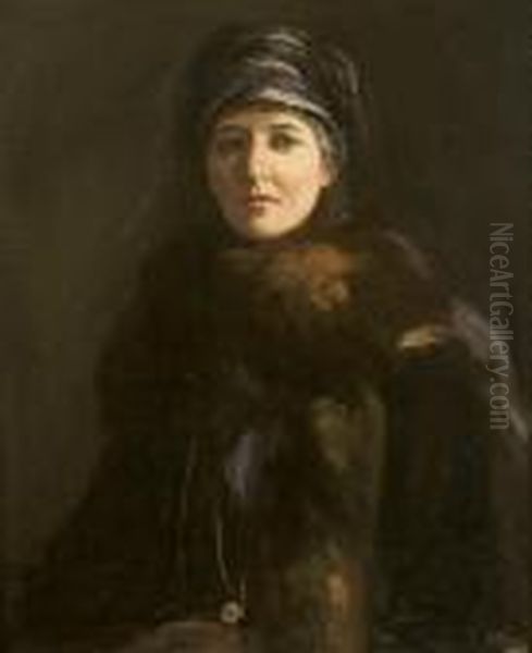 Portrait Of The Lady Parmooor Oil Painting by John Lavery