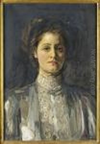 Half Length Portrait Of Betty Oil Painting by John Lavery