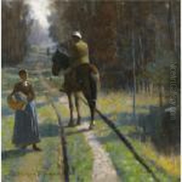 On The Road To Fontainebleau Oil Painting by John Lavery