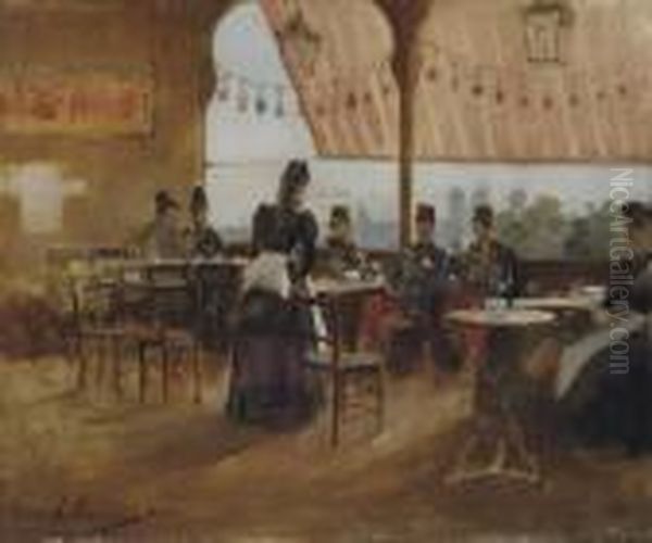 The Bishop's Castle Tea Room At The Glasgow Internationalexhibition Oil Painting by John Lavery