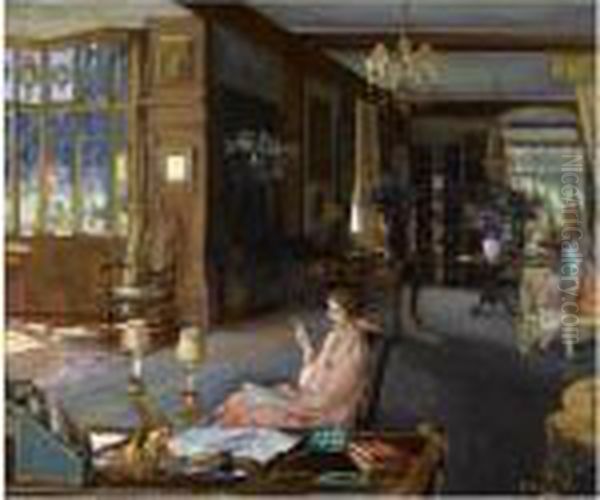 Mary Borden And Her Family At Bisham Abbey Oil Painting by John Lavery