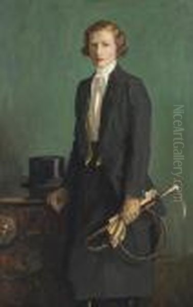 Miss Mary Aykroyd In Riding Habit Oil Painting by John Lavery