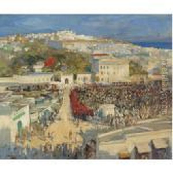 The Moorish Flag Hoisted On The German Legation, Tangier Oil Painting by John Lavery