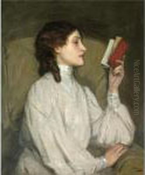 Miss Auras, The Red Book Oil Painting by John Lavery