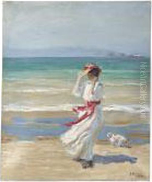 A Windy Day Oil Painting by John Lavery