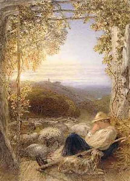 Sleeping Shepherd - Morning, c.1857 Oil Painting by Samuel Palmer