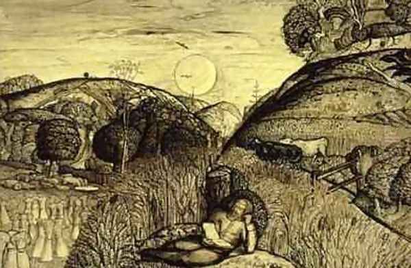 Valley Thick with Corn Oil Painting by Samuel Palmer