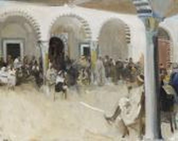 Arab Cafe, Tunis Oil Painting by John Lavery