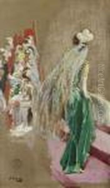 Debutante In Green (study For Their Majesties Court, Buckingham Palace, 1931) Oil Painting by John Lavery