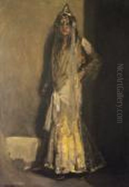 Miss Flora Lion In Her Oriental Costume Oil Painting by John Lavery