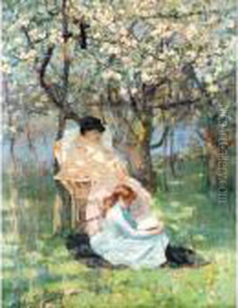 Convalescence (in The Apple Orchard) Oil Painting by John Lavery