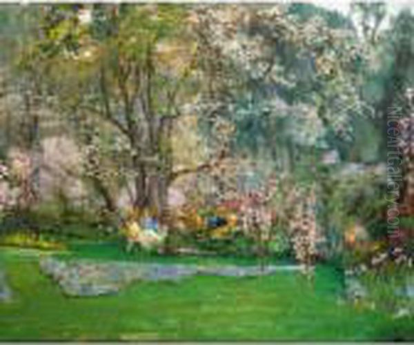 Spring In A Riviera Garden Oil Painting by John Lavery