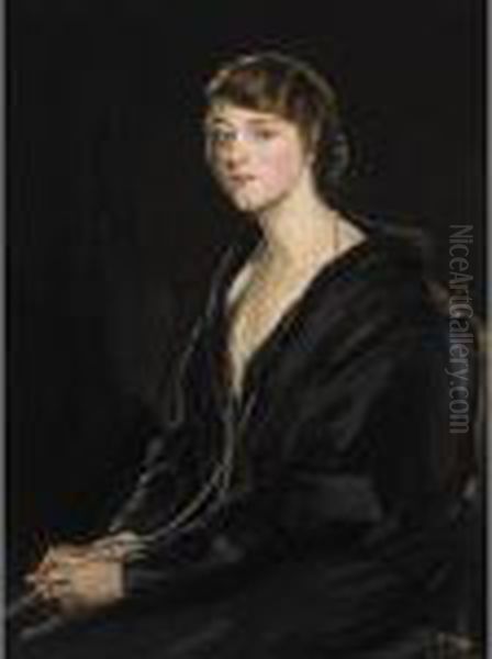 Portrait Of Mrs E Bowen-davies Oil Painting by John Lavery