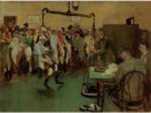 Weighing In At Sandown Park Oil Painting by John Lavery