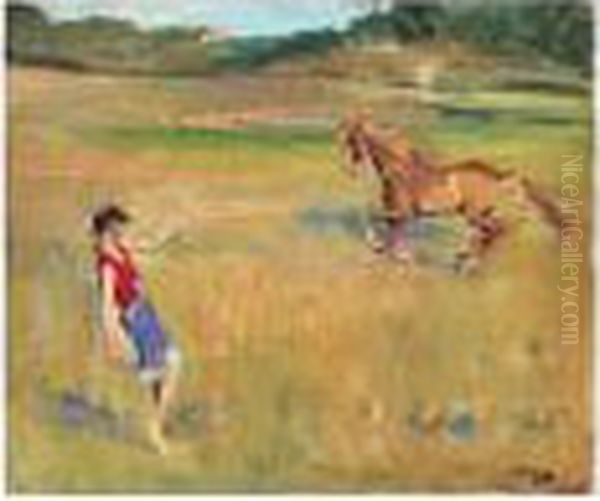 Schooling The Pony Oil Painting by John Lavery