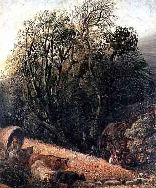 A Cornfield Bordered by Trees Oil Painting by Samuel Palmer