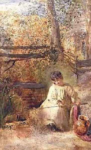 A Boy Fishing Oil Painting by Samuel Palmer