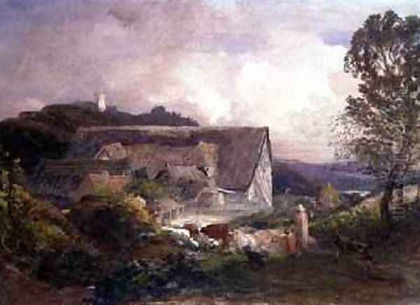 A Farmyard at Princes Risborough Oil Painting by Samuel Palmer