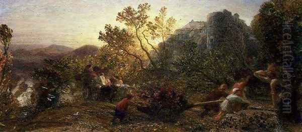 Harvest in the Vineyard Oil Painting by Samuel Palmer