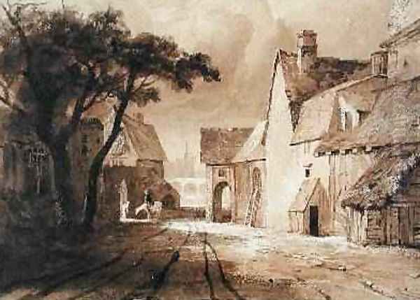 Study of Old Buildings Oil Painting by Samuel Palmer