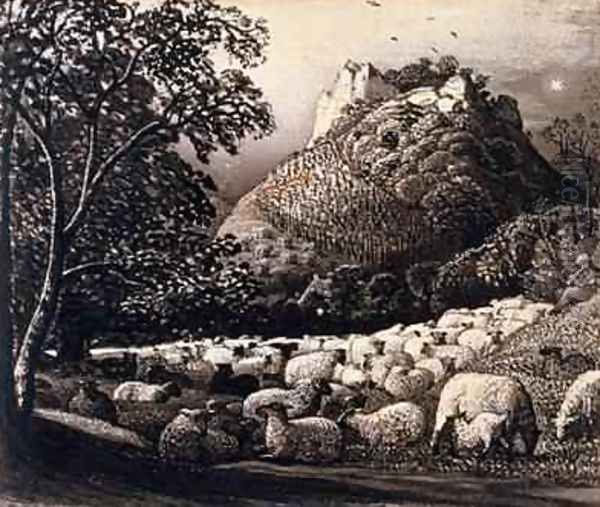 The Flock and the Star Oil Painting by Samuel Palmer