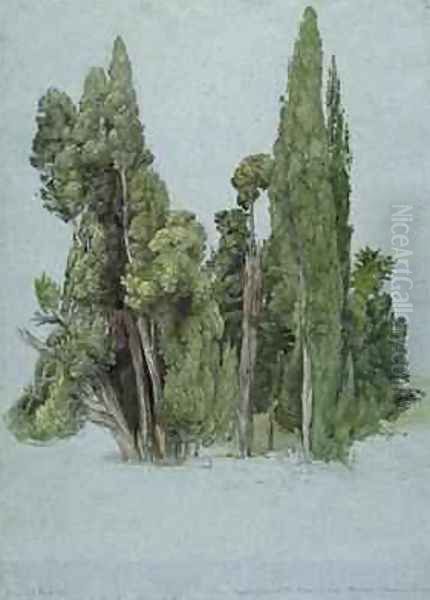 The Cypresses at the Villa d'Este, Tivoli Oil Painting by Samuel Palmer