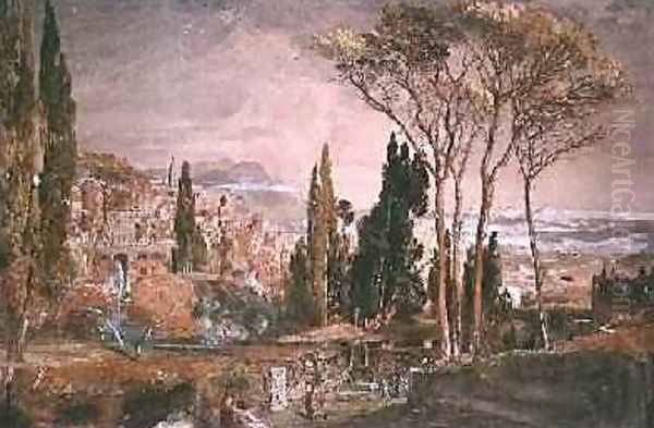 View from the Villa d'Este at Tivoli, 1839 Oil Painting by Samuel Palmer