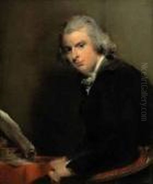 Portrait Of Samuel Rose 
(1767-1804), In A Black Coat And Whitestock, Seated At A Red Draped 
Table, With Books And A Stackpapers Oil Painting by Sir Thomas Lawrence