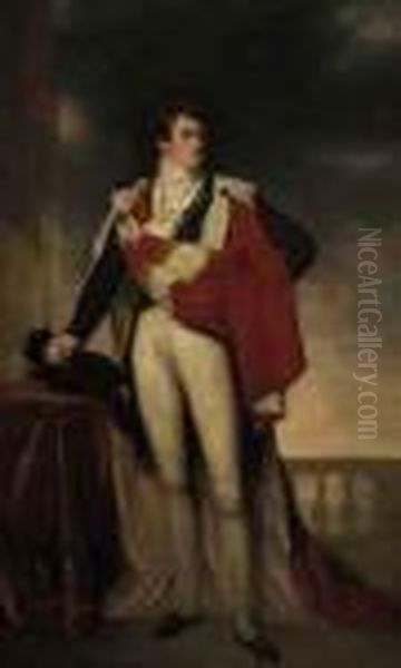 Portrait Of Charles Gardiner, 
1st Earl Of Blessington (1782-1829),full-length, In Coronation Robes, By
 A Draped Table Andbalustrade Oil Painting by Sir Thomas Lawrence