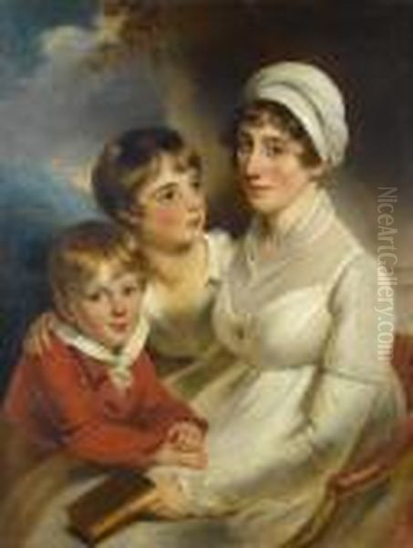 Portrait Of Mrs Sarah Vaughan And Her Children Oil Painting by Sir Thomas Lawrence