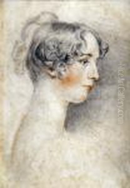 Portrait Of A Young Girl, Head And Shoulders Oil Painting by Sir Thomas Lawrence