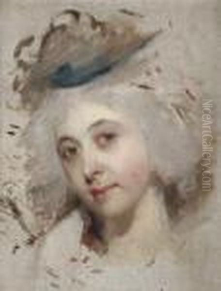 Portrait Head Of A Lady, Unfinished Oil Painting by Sir Thomas Lawrence